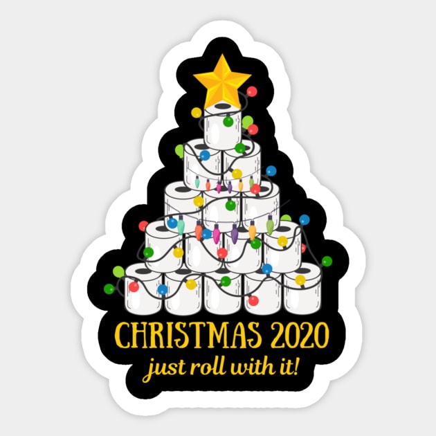 2020 Funny Quarantine Christmas Toilet Paper Tree Gifts Shirt Funny Christmas Lights Gifts Sticker by Krysta Clothing
